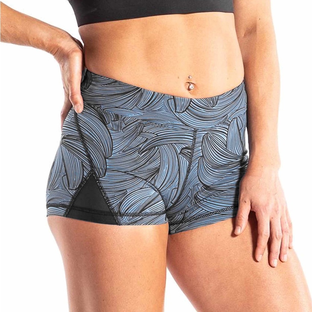 Virus Blue and Black Athletic Shorts with Wide Waistband